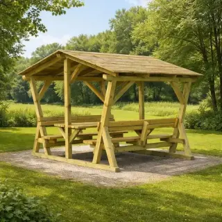 table pique nique avec toit