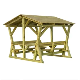 table de pique nique avec toit