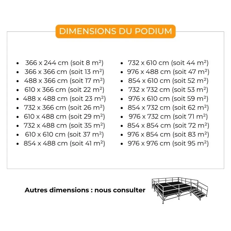 dimensions podium démontable dimensions podium démontable