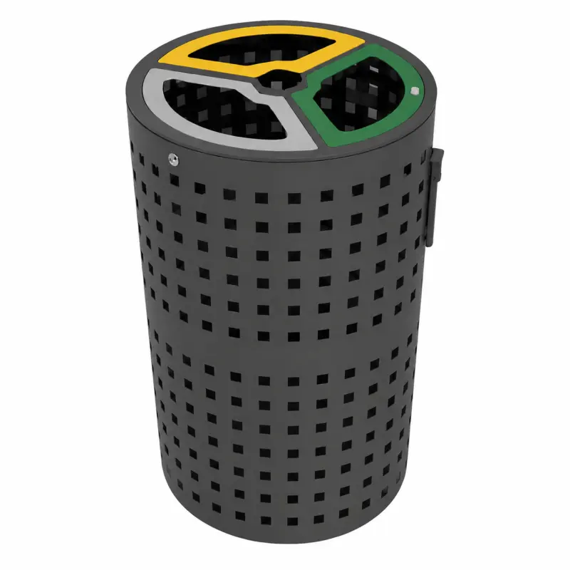poubelle 3 bacs tri sélectif gris anthracite