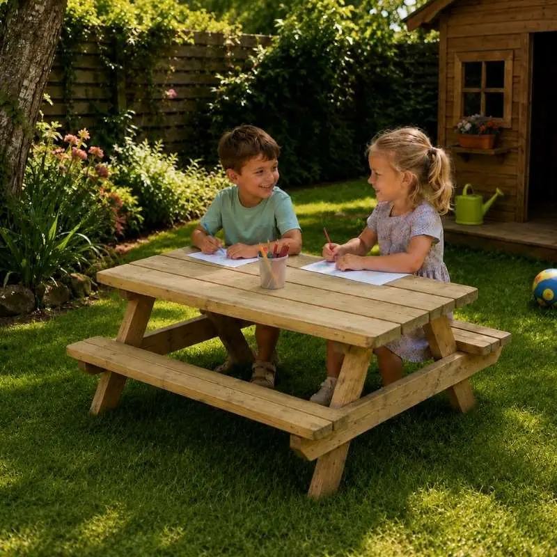 table pique nique enfants en bois