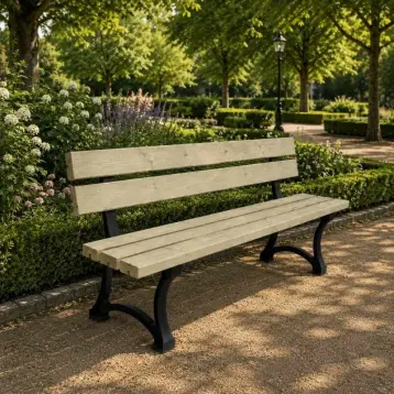 banc public en pin et fonte