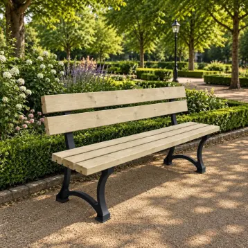 banc public en pin et fonte