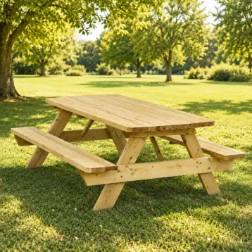 table pique nique en bois épaisseur 45 mm