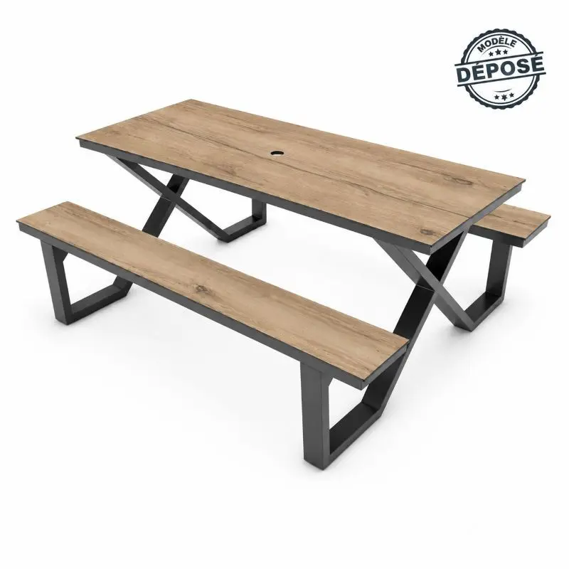 table pique nique hpl aspect bois