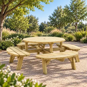 table de pique-nique ronde 8 personnes