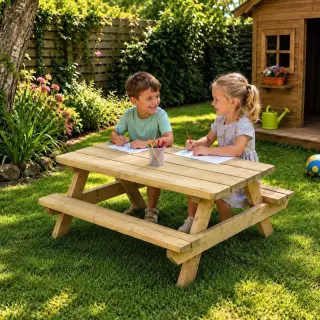 table pique nique enfants en bois