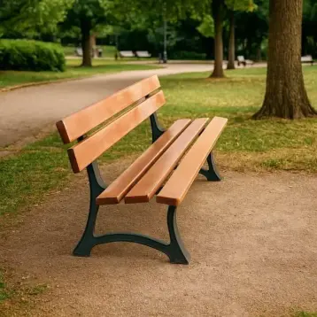 banc public en bois et fonte