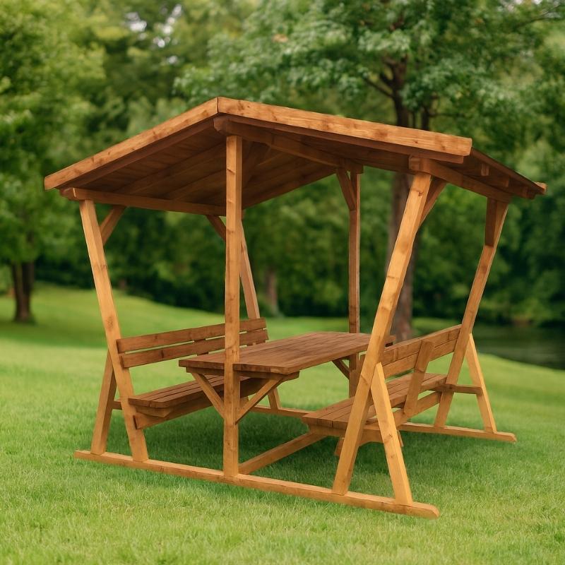 table en bois avec toit