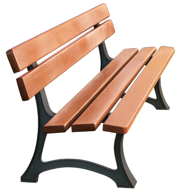 banc public 5 lames en bois exotique et pieds fonte