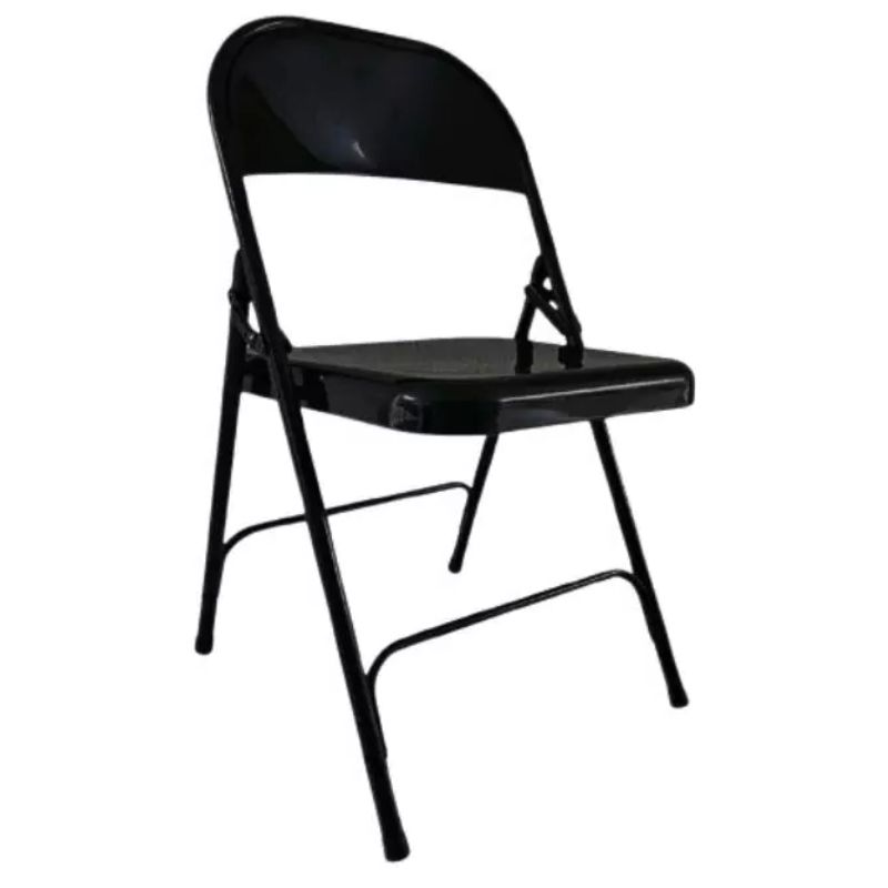 chaise pliante en métal noir