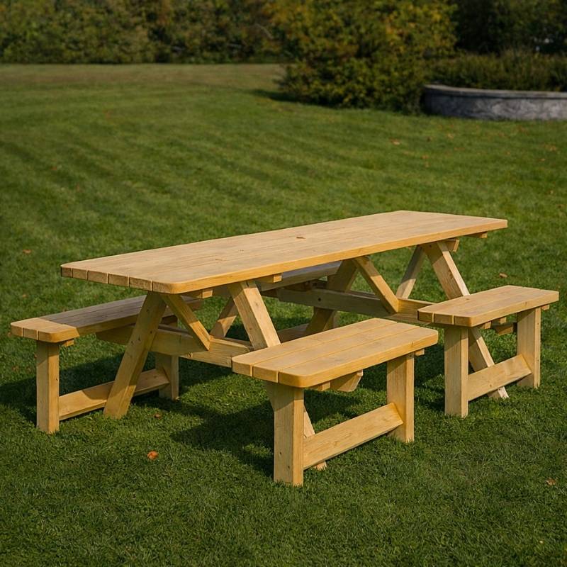 table pique nique en bois 8 places